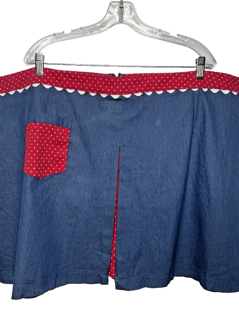 Unique Vintage Hide & Seek Western Skort Size 5XL Blue Denim Red White Polka Dot